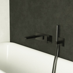 Façade murale bain douche 2 sorties chromé noir brossé tabula TA10275